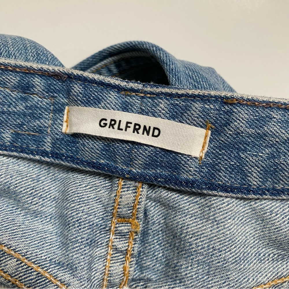 GRLFRND wish you would MICA high waisted distressed straight leg BLUE JEANS - Picture 11 of 15